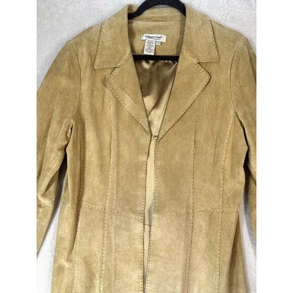 Coldwater Creek 100% Suede Leather Jacket Women's Large Tan Long Western *READ* - Picture 2 of 11